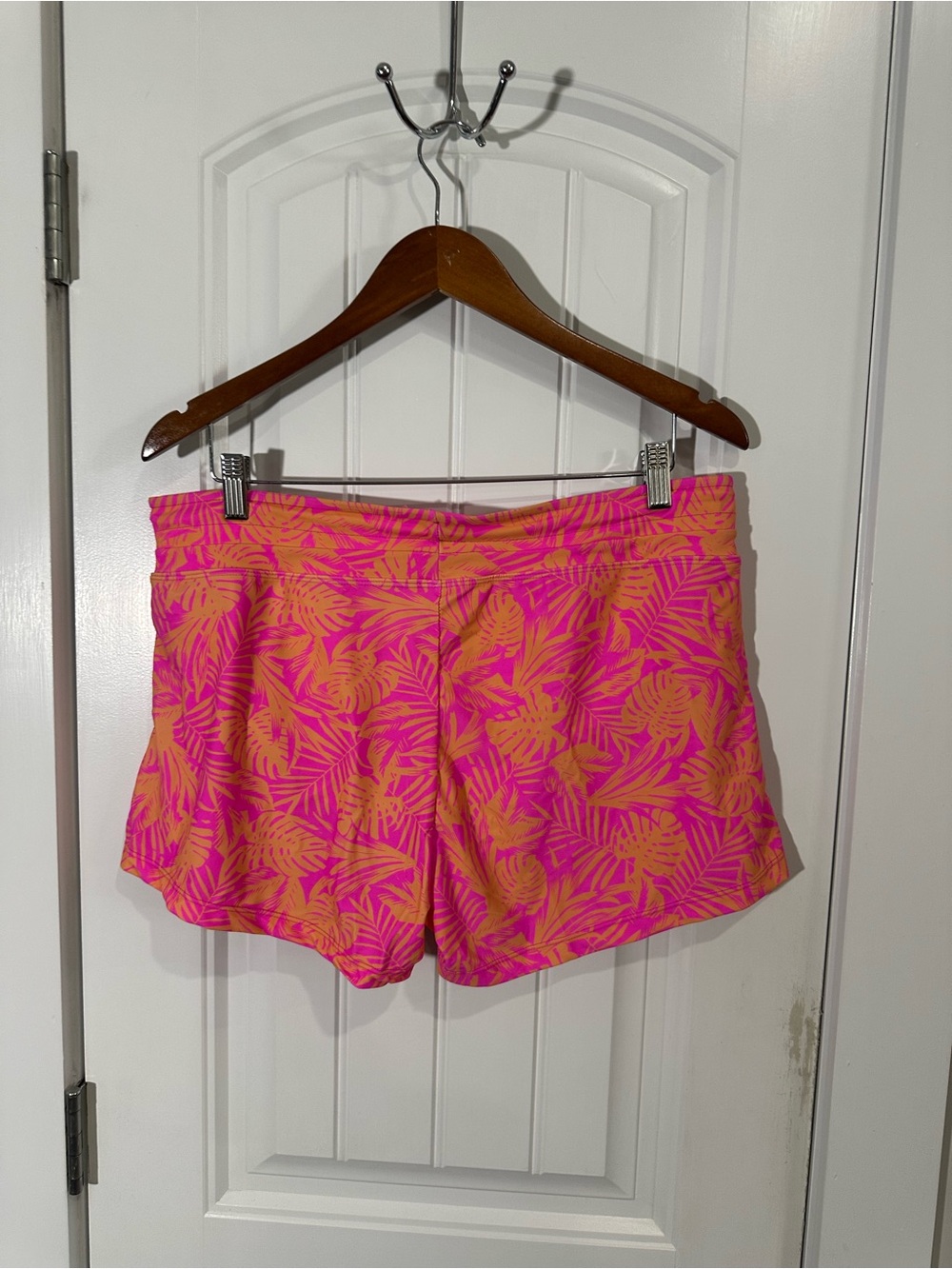 HEAT Swimwear, Tankini Set, Pink & Orange Tropical Palm, Size XL - Picture 6 of 16